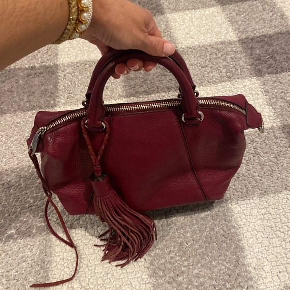 Rebecca Minkoff cranberry red leather satchel with large tassel - Picture 2 of 10
